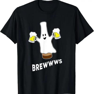 Funny Halloween Beer Bottle Mug Pub Crawl Ghost T Shirt