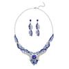 Retro Crystal Contrast Color Jewelry Set Pattern Necklace Earrings 2Pcs Trendy Fashion Accessories For Women Daily Party Gift
