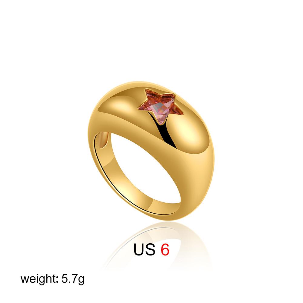 18K Gold Plated Star Zircon Ring - Trendy European-American Design