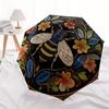 Colorful Bee & Floral Mandala  DecorUmbrella, Portable 3-Fold Compact Umbrella,Christmas Gift ES585