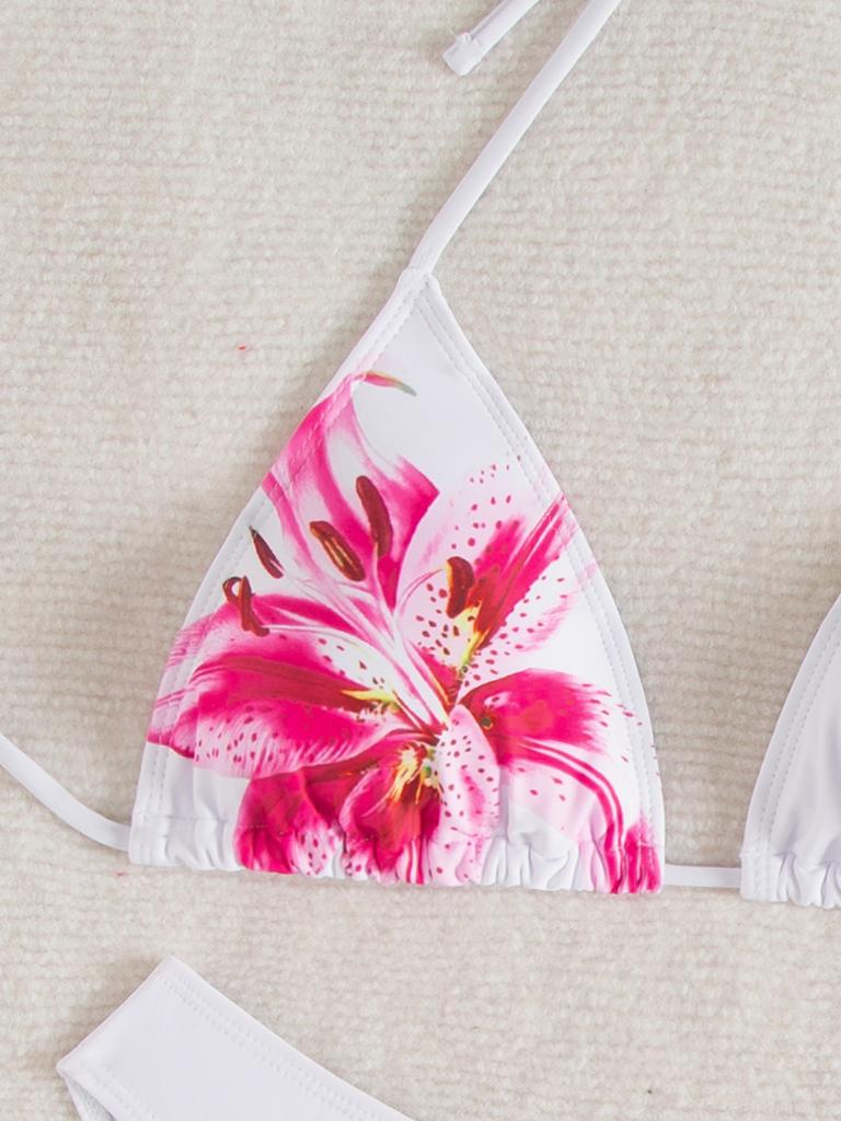 Bedruckter Bikini zum Binden Dreieck Sexy Bikini geteilter Badeanzug für Frauen