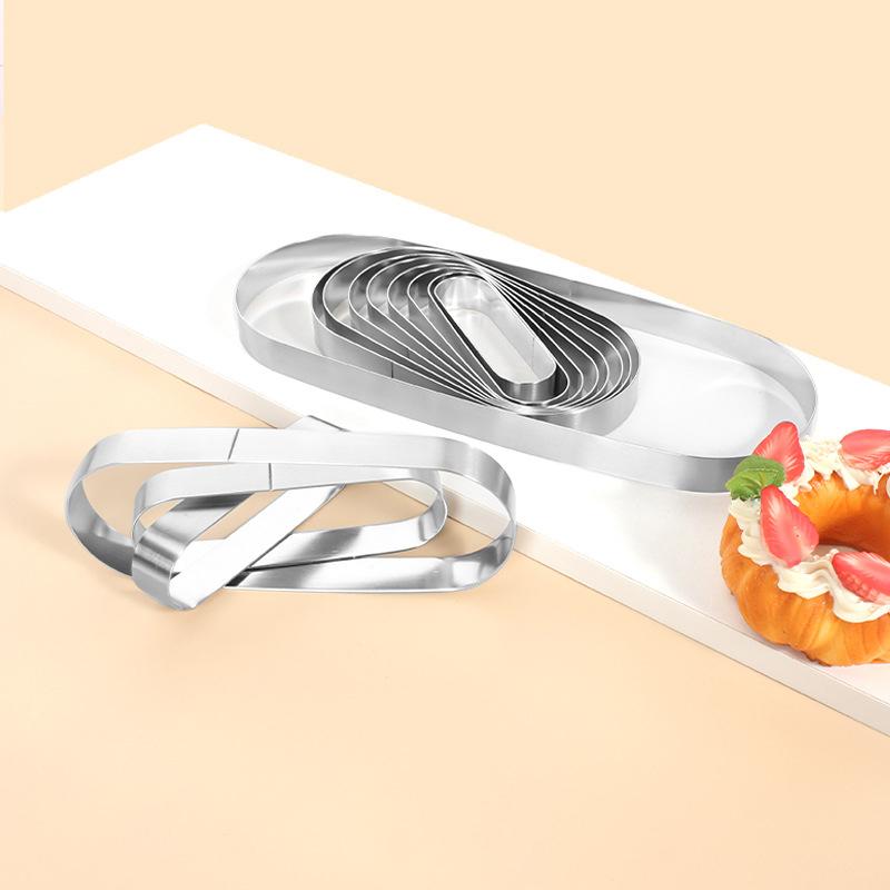 4 Sizes Stainless Steel Mousse Ring Rectangle Oval Cake Ring Cookie Cutters Mousse Baking Mold Tiramisu Puff Bake Tools