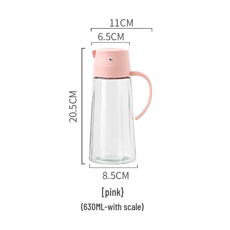 Baiya Glass Oil & Vinegar Dispenser with Handle and Automatic Lid