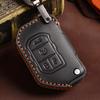 EASYANT Handmade Leather Car Key Fob Cover Compatible with Jeep 2018-2024 Wrangler Gladiator Sahara Rubicon 4 Buttons Black