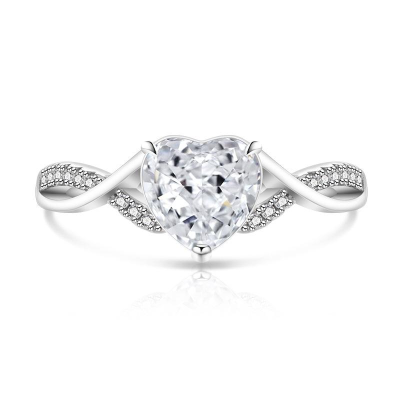 

Light Luxury Fashion 925 Sterling Silver Ice Flower Cut Love High Carbon Diamond Cross Ring Lady Versatile Jewelry One Size белый