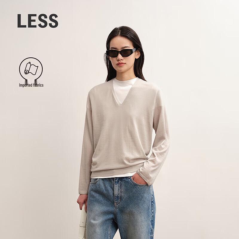 Less 2025 Autumn V-Neck Long Sleeve Cashmere Sweater