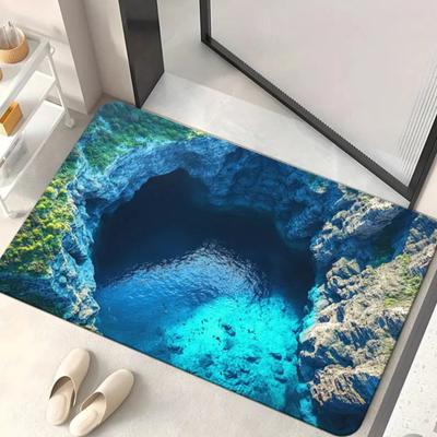 3D Visuelle Täuschung Fußmatte Optische Illusion Rutschfeste Bodenmatte Saugfähig Endloser Abgrund Maschinenwaschbarer Teppich für Badezimmer Schlafzimmer Camping Yoga