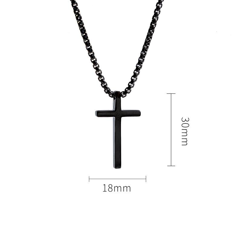 European and American Stainless Steel Cross Necklace Men's Long Pendant Personality Versatile Smooth Titanium Steel Necklace Cross