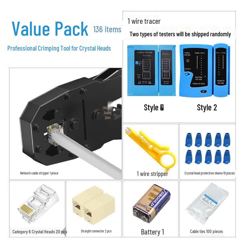 Abdo Multi-function Network Cable Crimper 136-Piece Set