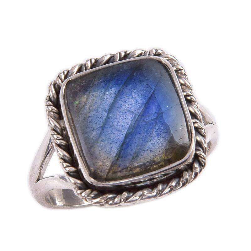 Natural Labradorite Gemstone 925 Solid Sterling Silver Jewelry Ring S.7.5 B2l89