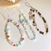 Blue Pink Bowkont Beads Phone Chain Sweet Cool Love Bear Hanging Rope Camera Lanyard Anti-Lost Wrist Straps Bag Accessories