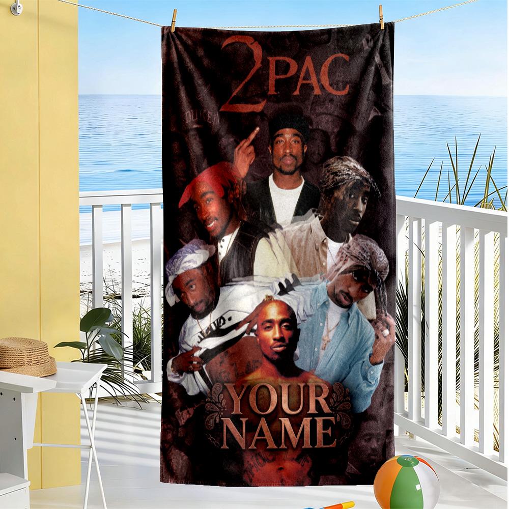 2pac Customize Your Name Beach Towel Soft Durable Quick-Dry Suitable for Swimming Gym Camping Yoga Vacation
