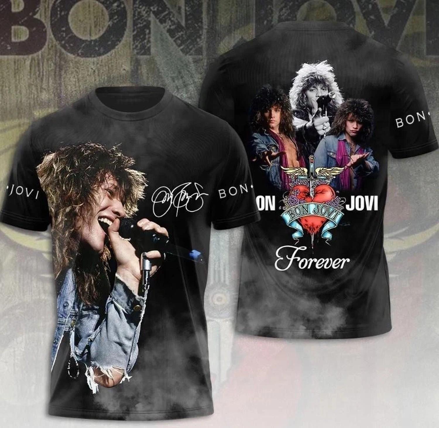 Bon Jovi Band Forever Tour 3D T Shirt Full Size S-5XL XXXL