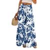 Women Summer Boho Palazzo Pants High Waist Wide Leg Floral Printing Casual Trousers With Pockets