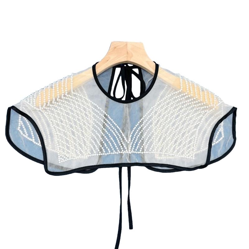 Женский Прозрачный Органзовый Сетчатый Кейплет Ожерелье Жемчуг Бисероплетение Съемный Имитация Воротника