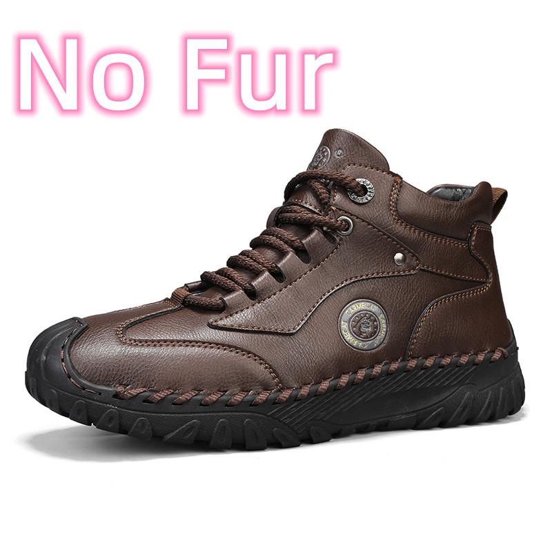 Fashion 2024 New Men's Leather High Top Shoes Classic Motorcycle Boots Leisure Walk Travel Mid-Calf Ankle Boots Warm Plush Fur Shoes