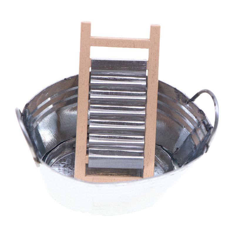 1Set 1/12 Dollhouse Miniature Accessories Mini Washtub Washboard Simulation Furniture Laundry Tub Model Toy for Doll House Decor