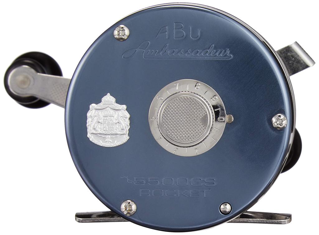 AbuGarcia Ambassador 5500CS Rocket Blue Gray Right Hand Double Handle Bass Snakehead Catfish Top Water Round Reel