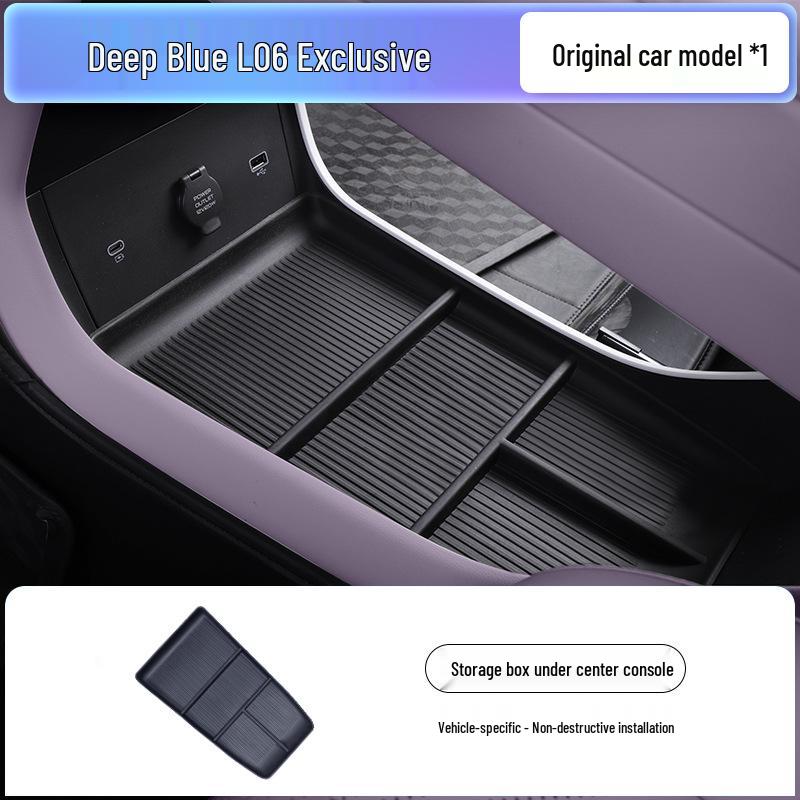 Dark Blue L06 Center Console Storage Box - Car Interior Armrest Modification Accessory