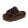 Leopard Print Fluffy Shoes Women's New Autumn and Winter Outer Wear Thick-soled Warm Plush Cotton Slippers Indoor Home