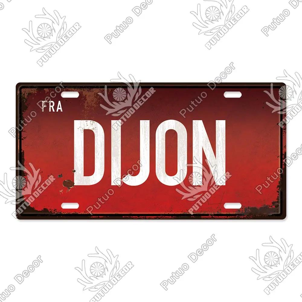 Putuo Decor French City Metal Sign Licenses Plate Plaque Metal Vintage Tin Sign Decor Bar Pub Man Cave Club Decoration