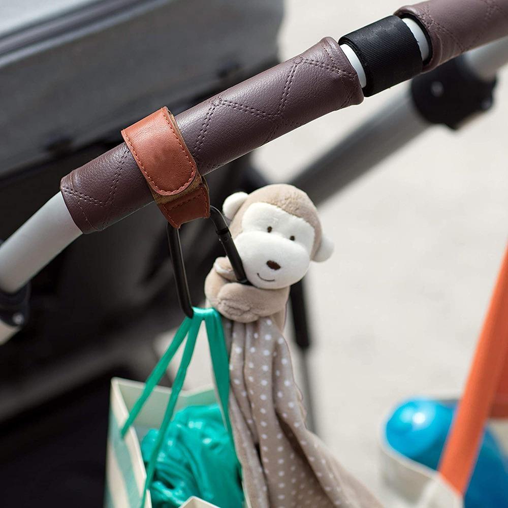 360 Rotate PU Leather Trolley Baby Bag Stroller Hook Mountaineering Buckle Stroller Hook Removable Hook 1pcs