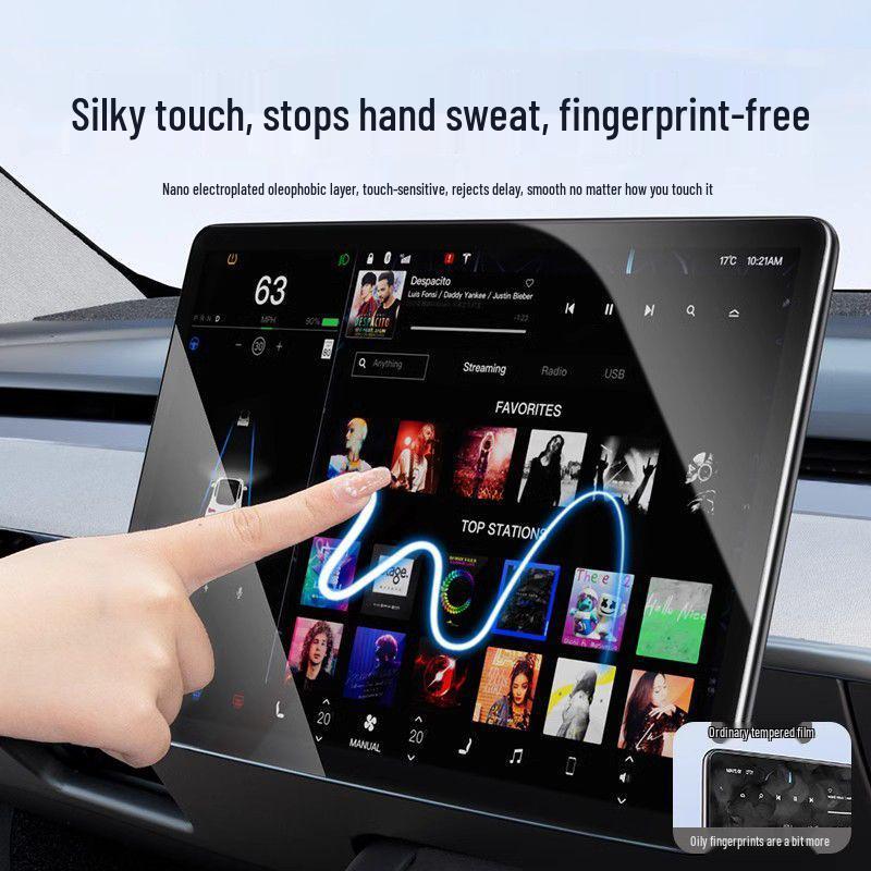 Tesla Model Y/3 2025 Edition: Ultra-Klares gehärtetes Glas für Mittelkonsole & hintere Armlehne