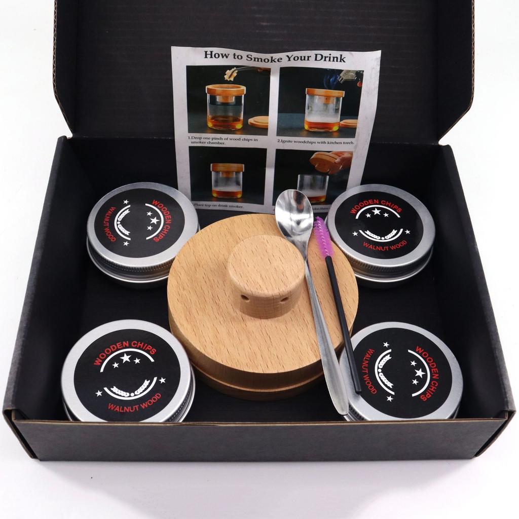 Kit de ahumador de cócteles Madera ahumada de whiskey Campana ahumadora de madera para bebidas Accesorios de cocina Bar Herramientas bar cóctel