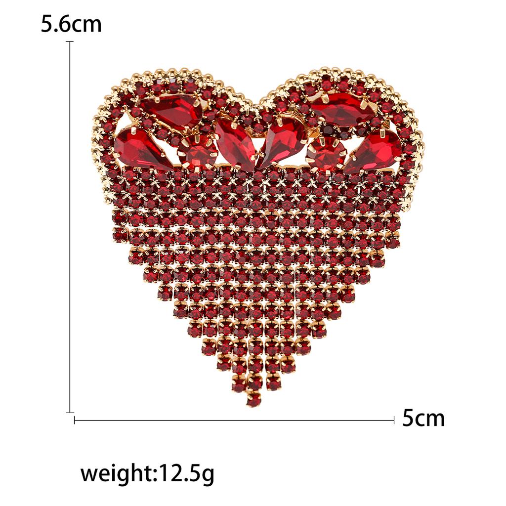 Stilvolle Strass Liebesbroschen für Damen Unisex Quaste Valentinstag Herz Anstecknadeln Bankett Party Rucksack Geschenke Schmuck Accessoires