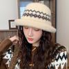 Bucket Hat Women's Autumn and Winter Light Luxury Style Versatile Bucket Hat Windproof Warmth Ear Protection Woolen Fisherman Hat