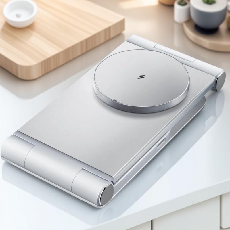 15W Fast Magnetic Wireless Charging Station 3 In 1 Foldable for iPhone 14 15 Samsung S23 AirPods Pro Aluminum Stand