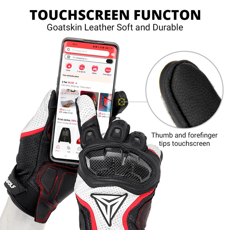 Motorcycle Gloves Men's Leather Gloves Wear-resistant Scratch Resistant Breathable Off-road Gloves Anti Slip Riding Equipment
