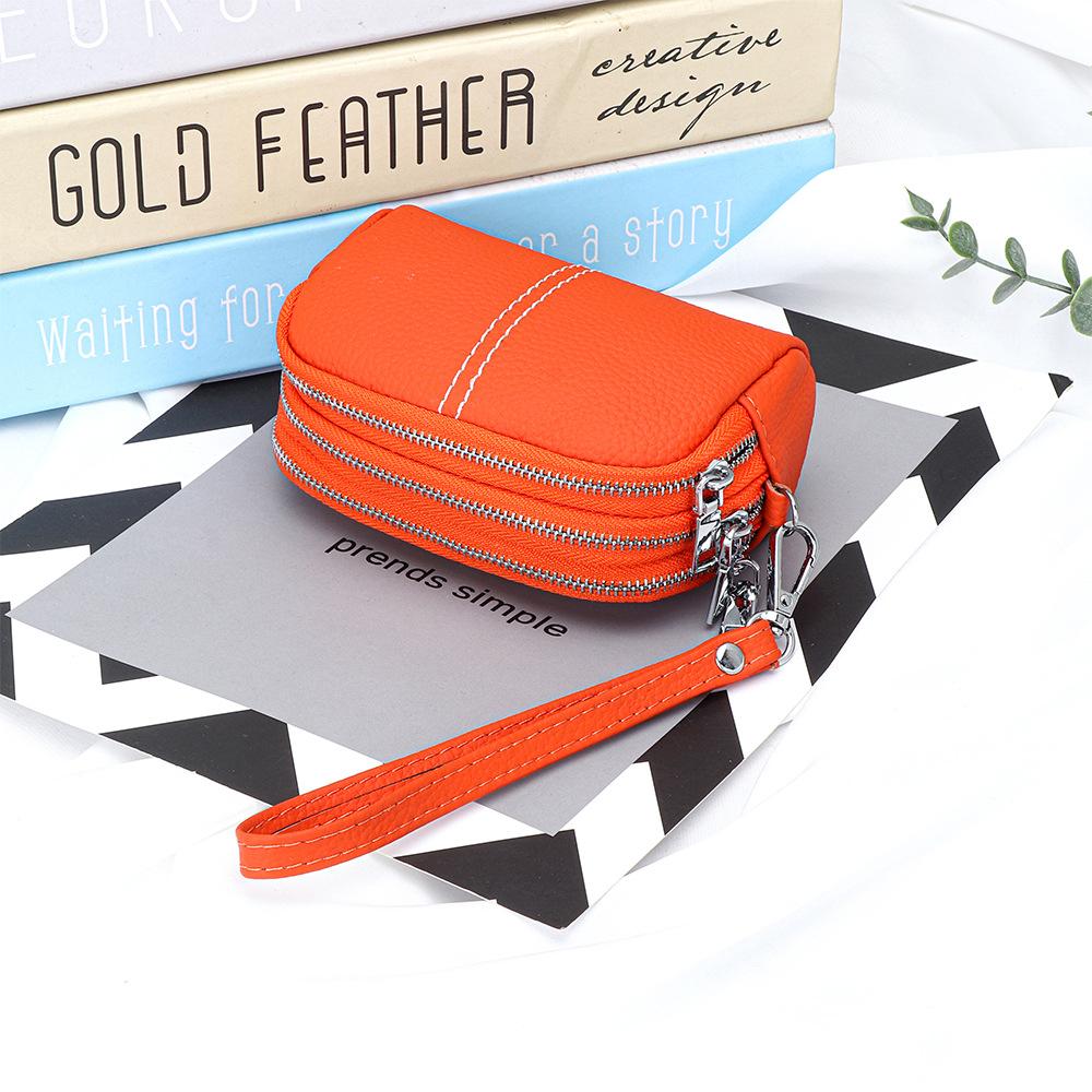 Genuine Leather Women Wallet Cowhide Zipper Coin Purse For Ladies Wristlet Wallets Money Pocket Clutch Small Bag Bolsa