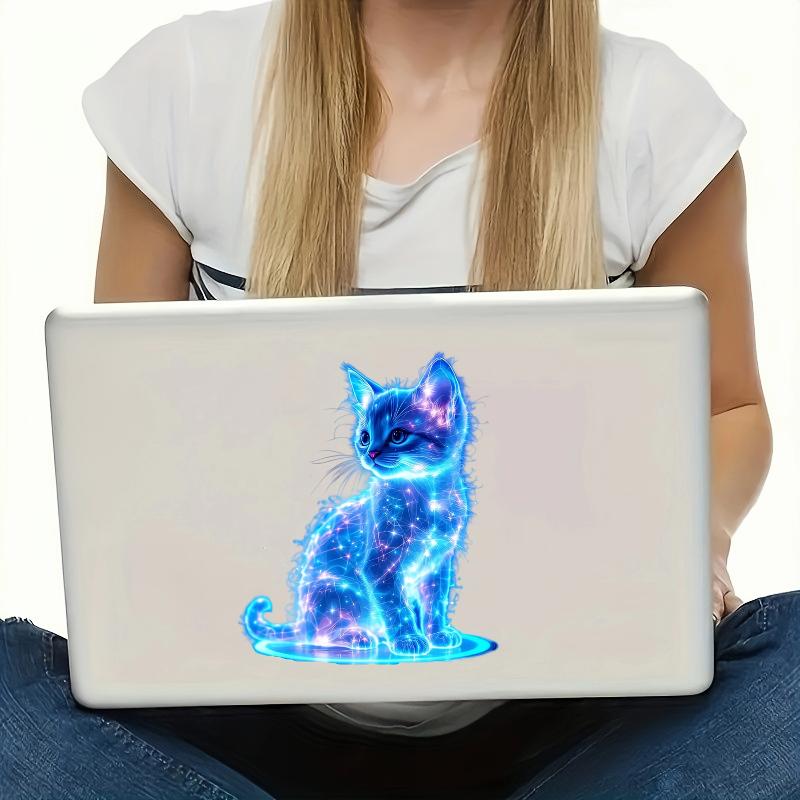 1 Piece Car Window Decoration Charming Blue Cat Motorcycle Stickers Waterproof For Scooter Fuel Tank Front Fairing Vinyl Decals