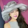 New Retro Mesh Yarn Flower Temperament Sunshade Vacation Sun Hat Big Edge Hat Women's Hat Travel Organza Hat