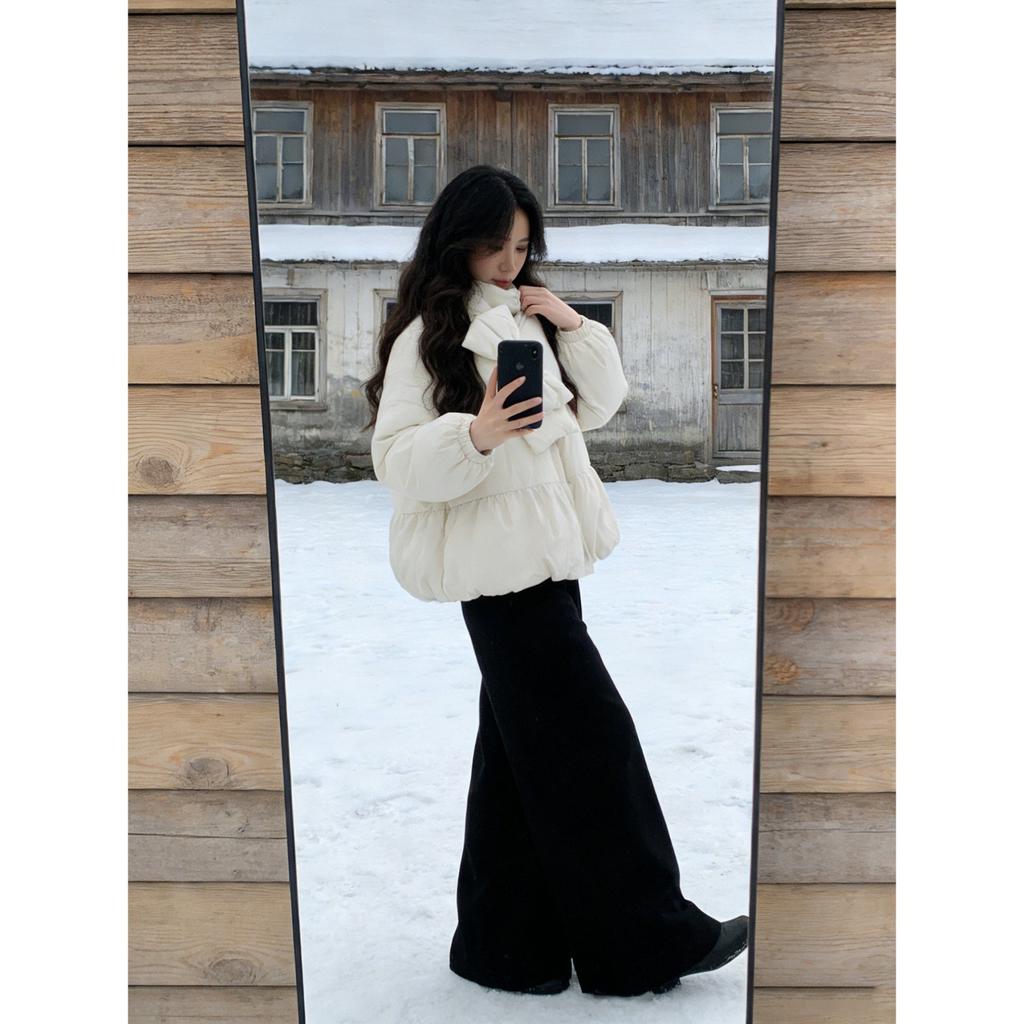 Age reduction sweet bud cotton clothes bread clothes winter gentle and versatile small scarf thickened warm cotton-padded jacket