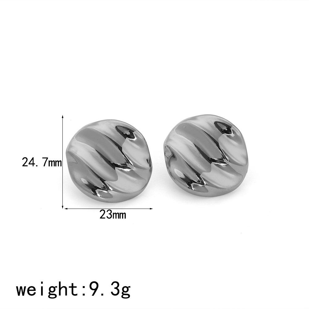 

New anti-allergic premium stud earrings stainless steel round water ripple 18k gold non-fading earrings earrings