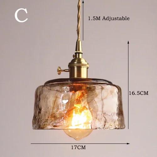 Retro Restaurant Chandelier Amber Glass LED Chandelier  Kitchen Bedside Home Decoration Indoor Lighting Ceiling Pendant Lamp