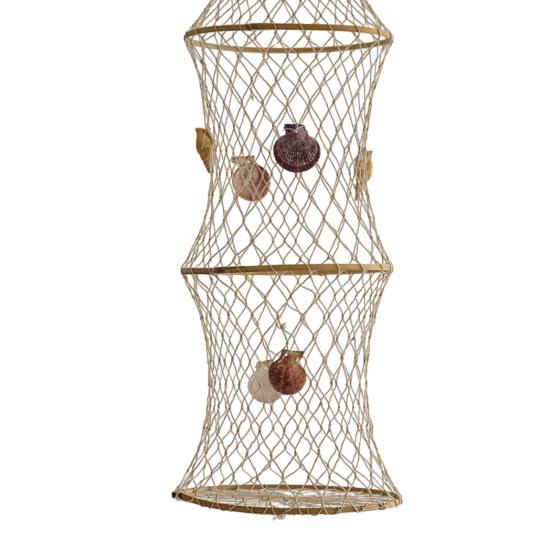 Maritimes Ozean-Ornament Natürliches Hanfseil Fischernetzkorb Hängende Dekoration Handgeflochtener Drahtfischkorb Ornament für Zuhause Wohnzimmer Dekoration