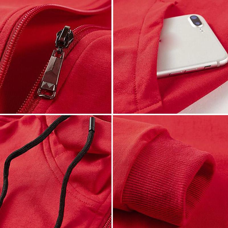 Autumn and Winter Men's Solid Color Cardigan Hooded Plus Velvet Loose Casual Sports Sweater
