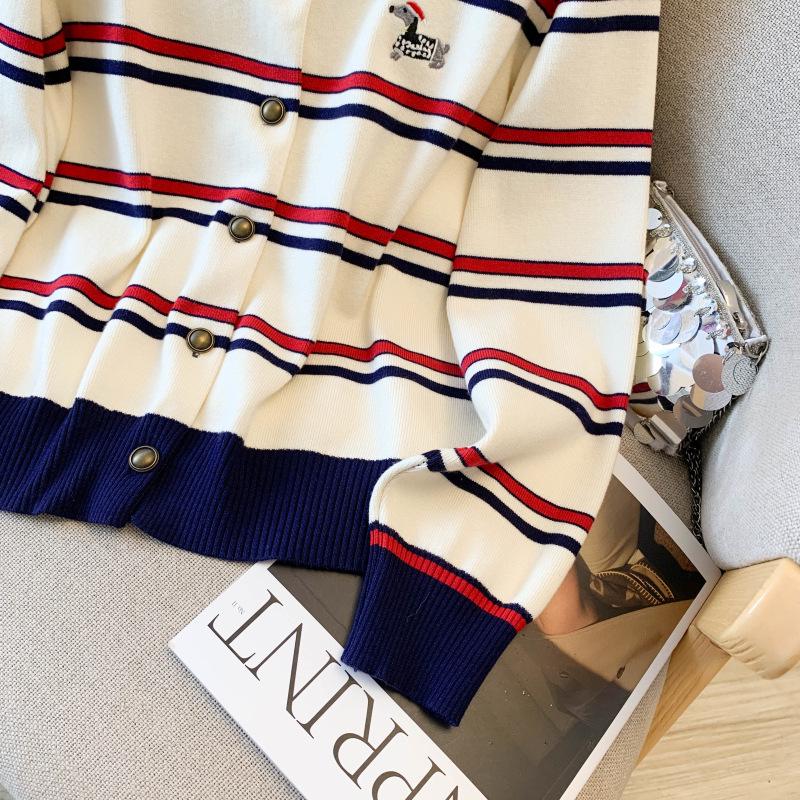 Autumn/Winter 2025 Korean Chic Loose Striped Knit Cardigan for Women