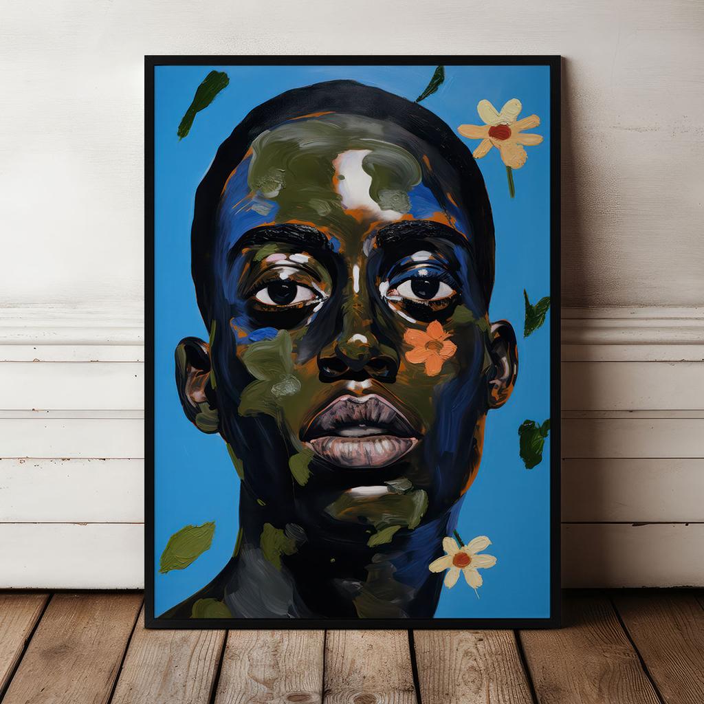 Poster Portrait Face Modern Flowers