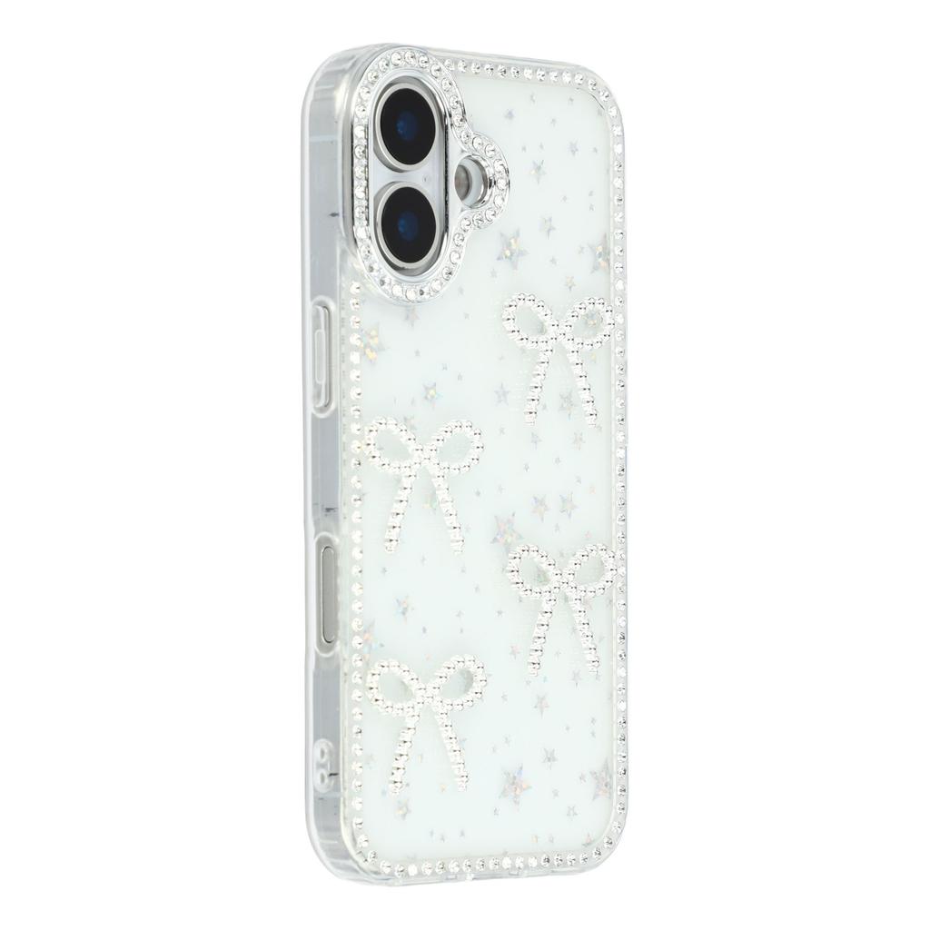 For iPhone 17 Case Rhinestone Edge Butterfly Bow Decor TPU+PC IMD Phone Cover