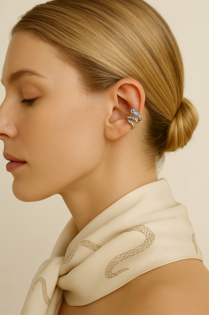 Bamoer 925 Sterling Silver spirálové hadí manžety do uší Jedinečné personalizované módní náušnice pro ženy, jemné šperky