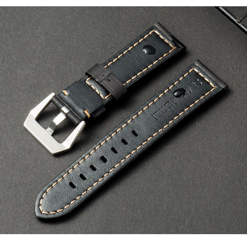 Vintage Minimalist Watch Strap - Frosted Top Grain Crazy Horse Leather, Available In 20mm, 22mm, 24mm, and 26mm.