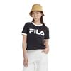Fila Fusion Letter Large Logo Printed Cotton Regular T-Shirt Women Tops Black T11W022117FBK