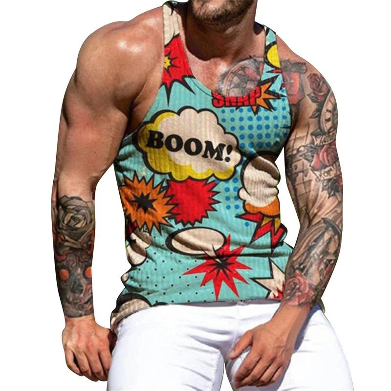 Man Tank Tops 3D Design Printing Vest Summer Fashion And Leisure