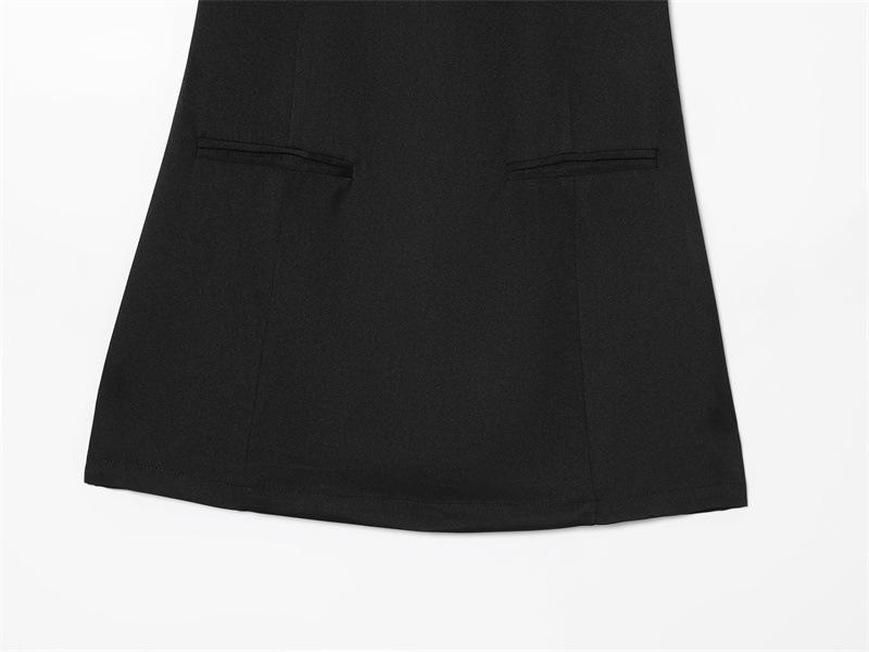 European American Style Women's Fashion Pleated Pocket Short Dress