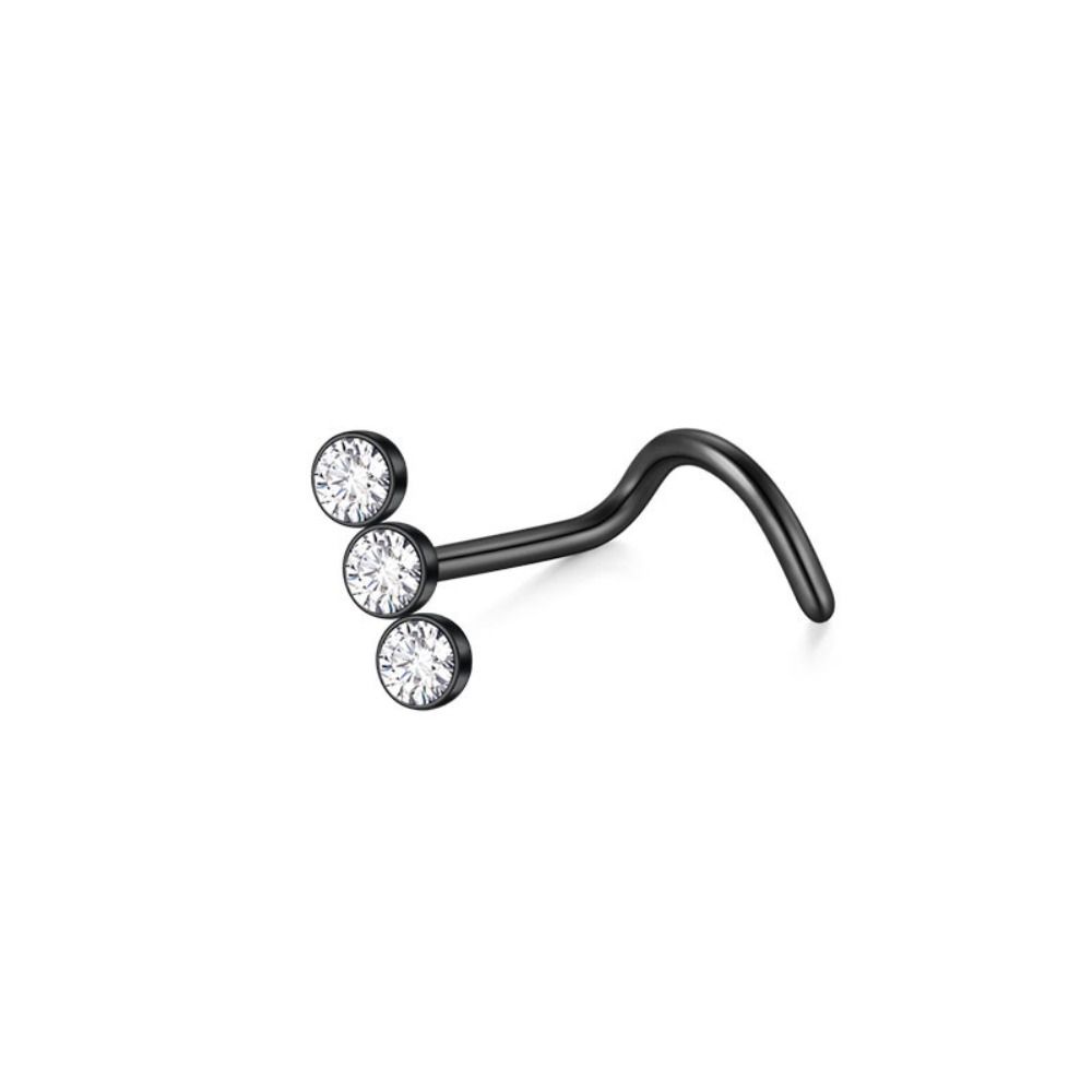 Geometric Zircon Nose Screw Studs Opal Nostril  Goth   Daily