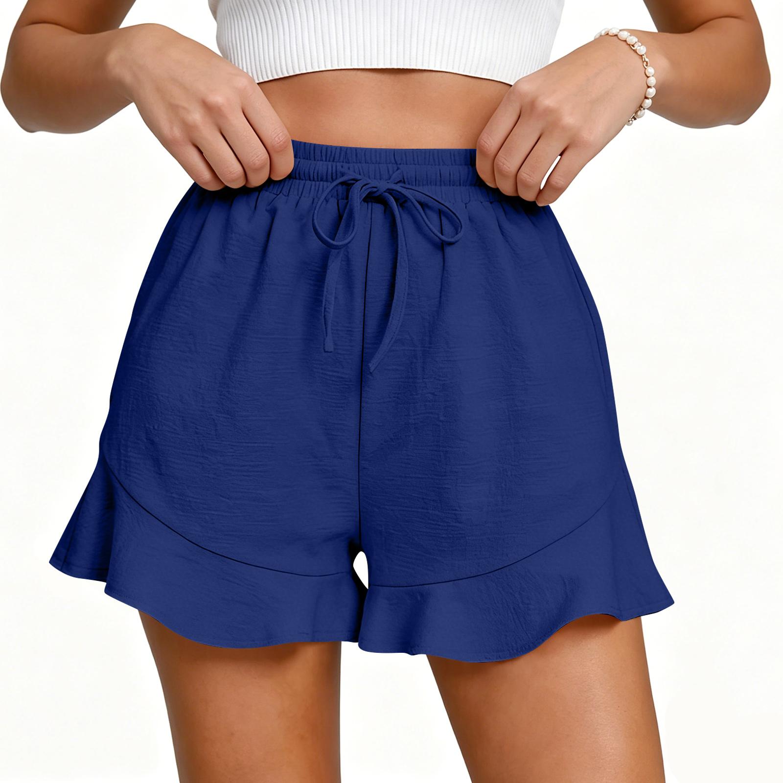 

Women s Casual, Loose-fitting -color Pants With Pockets M синий